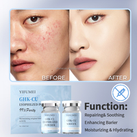 Sérum en poudre lyophilisée à marque privée, hydratant, réparateur, favorisant la repousse des cheveux, sérum liquide pour le visage à base de peptide de cuivre bleu GHK-Cu, ampoule