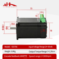 Moteur pas à pas hybride à boucle fermée Kaihong 57x57x56+18mm 1.2Nm DC 24V Nema 23 avec driver de contrôle intégré pour impression 3D, 1.8 pas