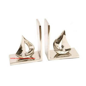 Serre-livres de bureau nautiques polonais brillants argentés à vendre fabriqués en Inde Meilleures ventes et de haute qualité - Product Image 1