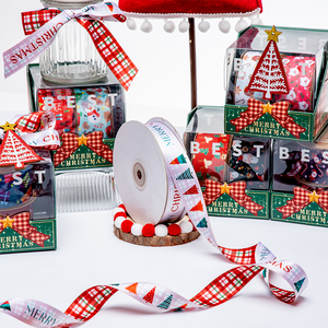 Cinta de Poliéster de Doble Cara de 1.5 Pulgadas (4cm), Rollo de 100 Yardas, Impresión a Doble Cara para Envolver Regalos de Navidad, Floristería - Product Image 6