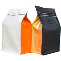 Sacs en plastique pour grains de café de 250g, 500g, 1kg avec fermeture éclair, fond plat, impression design en aluminium et valve pour emballage alimentaire - Vente en gros
