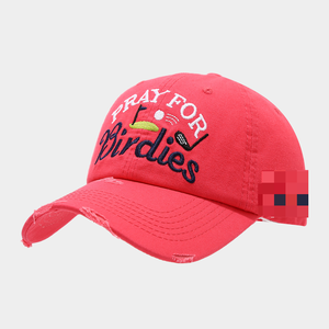 Nuovo Cappellino da Baseball 2026 con Ricamo 'Pray for Birdies', Bordo Sfrangiato e Strappato, Stile Vintage Lavato, Morbido e Casual - Product Image 4