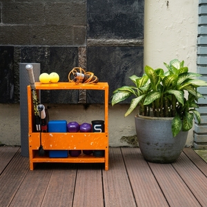 Trendy Modern Orange Wood <b>Bedside</b> Stand with Storage <b>Shelf</b> for Bedroom Furniture - Product Image 6