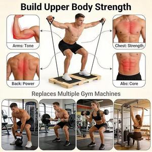 แผ่นรองออกกำลังกายแบบปรับได้พร้อมสายรัดยางยืดสำหรับออกกำลังกายที่บ้าน - Product Image 3