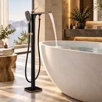 Robinet de baignoire sur pied en laiton, mitigeur eau chaude et froide, ensemble douche-baignoire autoportant chromé poli pour salle de bain d'hôtel