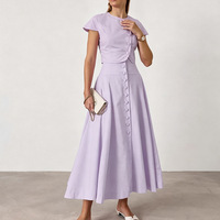 Ensemble haut rose et jupe longue style français H-8510, élégant et chic