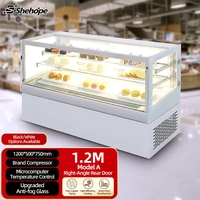 Réfrigérateur commercial de comptoir à quatre portes coulissantes arrière en aluminium, vitrine à gâteaux monotempérature numérique