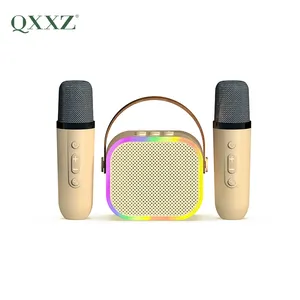 QXXZ speaker Mini dengan mikrofon, speaker pintar bluetooth nirkabel portabel mikrofon untuk rapat Karaoke anak