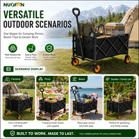 Chariot de camping pliable à quatre roues NF-450 avec logo personnalisé, chariot de camping portable pour l'extérieur, chariot à main de grande capacité