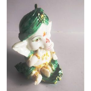 PARIJAT HANDICRAFT's Traditional Indian Ganpati Statue Blessing Colored Lord Ganesha Sculpture for <b>Home</b> <b>Temple</b> Puja Resin - Product Image 2