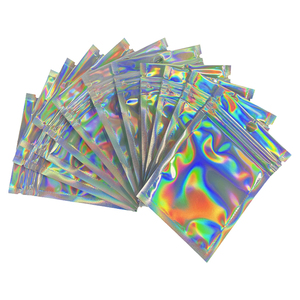 Logo tùy chỉnh có thể khóa lại trong suốt dây kéo mini Hologram mùi bằng chứng đứng lên Túi Ziplock Holographic 3.5g Mylar túi bao bì - Product Image 5