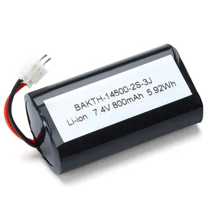 Aangepaste Li-Ion Batterij 14500 7.4V 800Mah Oplaadbare Lithium-Ion Batterij