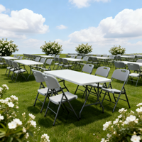 Table de banquet pliable en plastique HDPE de 6 pieds avec structure en acier pour pique-nique en parc public, vente en gros