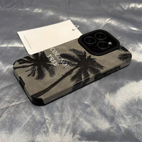 Coque de téléphone tendance motif cocotier pour iPhone 17 Air 16 15 14 13 12 Pro Max, en cuir, antichoc, protection intégrale