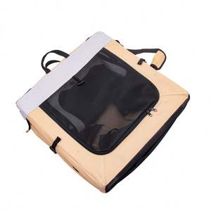 Factory Supply Steel Frame 4 Door Portable <b>Folding</b> Dog Soft <b>Crate</b> with Curtain Oxford Cloth Pet <b>Crate</b> - Product Image 5