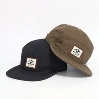 Gorras de Senderismo y Camping de Cinco Paneles de Algodón Estilo Vintage Personalizadas de Fábrica China con Parche de Cuero para Hombre y Mujer