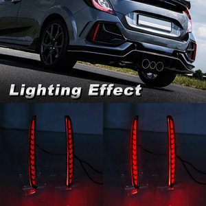 2 Piezas de Luces LED Reflectoras para Parachoques Trasero para <span class=keywords><strong>Honda</strong></span> <span class=keywords><strong>Civic</strong></span> Type R 2016 2017 2018 2019, Luces de Funcionamiento + Freno + Señal de Giro, 3 Funciones - Product Image 4