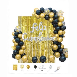 Fournitures de fête OEM, kit de ballons en latex chromé perlé espagnol « Feliz Cumpleanos », rideau métallique brillant pour la décoration de fête d'anniversaire - Product Image 4