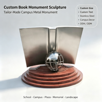 Sculpture Moderne en Acier Inoxydable en Forme de Globe Ouvert, Thème Éducatif, Statue Personnalisable en Taille et Couleur pour Campus Scolaire, Place Publique, Parc, Maison, Bureau