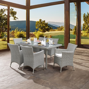 Hiện đại trang trại ngoài trời Patio đồ nội thất <span class=keywords><strong>wicker</strong></span> mây bàn ghế thủy tinh hàng đầu cho căn hộ vườn vườn bộ Thổ Nhĩ Kỳ - Product Image 2