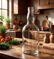 Bouteille en verre cylindrique Voltan 500 ml pour spiritueux (Whisky, Rhum), avec bouchons hermétiques, en verre silex transparent, conteneur de stockage robuste de qualité supérieure