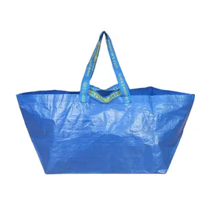 Sac fourre-tout tissé en polypropylène PP, grand sac à provisions recyclable réutilisable avec Logo de supermarché écologique, vente en gros