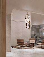 Lustre suspendu moderne de forme ronde pour villa, luminaires suspendus de luxe en marbre pour villa
