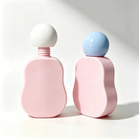 Flacon de crème solaire en plastique de 50 ml avec bouchon rond, design unique et luxueux, toucher doux, rechargeable, flacon de lotion en plastique rose