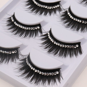 TS031 Faux cils synthétiques <span class=keywords><strong>semi</strong></span>-faits à la main, tige en coton noir, épaisseur 0,07 mm, fins et denses, pour maquillage effet smoky - Product Image 4