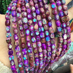 6*8Mm Không Thường Xuyên Hình Chữ Nhật Đầy Màu Sắc Imperial Jasper Đá Hạt <span class=keywords><strong>Cube</strong></span> Hình Chữa Bệnh Đá Quý Để Làm Đồ Trang Sức - Product Image 2