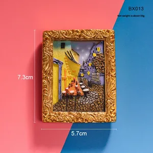 Aimants de réfrigérateur créatifs, peintures célèbres du monde entier, série <span class=keywords><strong>Van</strong></span> <span class=keywords><strong>Gogh</strong></span>, ciel étoilé, tournesol, style nordique, résine 3D magnétique - Product Image 5