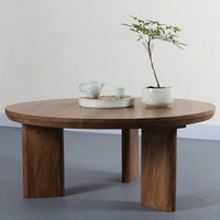 Table basse ronde en bois de frêne massif de style japonais Sabi Wabi, design rétro, salon, petit appartement, balcon, table à thé