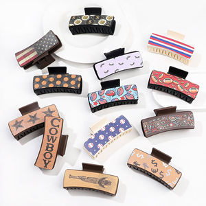 OEM/ODM 10.5 ซม.<span class=keywords><strong>หนัง</strong></span> Pu สแควร์คลิปผมสี่เหลี่ยมผืนผ้าขนาดใหญ่ภาพวาด<span class=keywords><strong>ฉลาม</strong></span>ผม Claws อะคริลิค Retro สาวผม Claw คลิป - Product Image 3