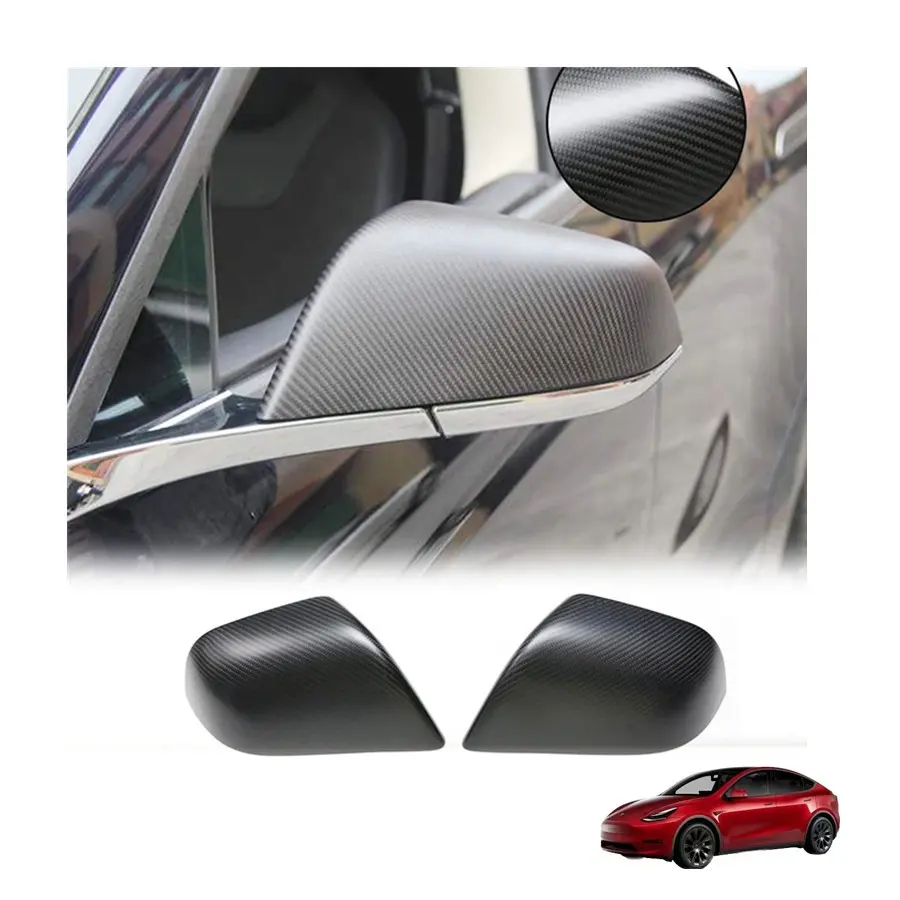 2023 Car Accessories Dry Carbon Fiber Tesla Side Mirror Cover Fits Tesla Model 3 Matte Black