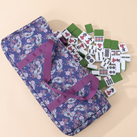 Ensemble de Mahjong Américain de Luxe Moderne Violet à Motif Paisley en Mélamine Grande Capacité, Très Vendu, avec Sac de Voyage pour Divertissement et Camping