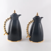 Ensemble de thermos à café de luxe avec poignée perlée, 1,0 L et 0,7 L, avec intérieur en verre rose, carafe à thé arabe, cadeau de mariage de luxe