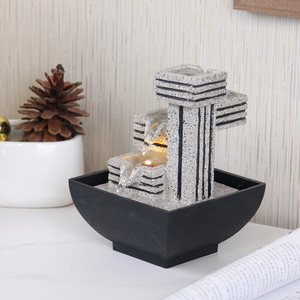 Fuente de escritorio con agua corriente, diseño geométrico moderno de resina para escritorio, oficina, sala de estar, regalo. - Product Image 2