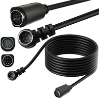 Câble audio et d'alimentation coaxial mini DIN 8 broches mâle-femelle à angle droit 90 degrés, paire torsadée, gaine PVC, pour haut-parleur et moniteur CE
