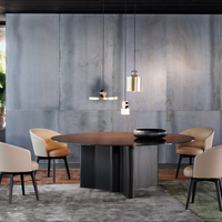 Ensemble de table à manger ronde personnalisée pour hôtel pour 6 personnes avec 4 chaises rembourrées, mobilier de banquet moderne pour restaurant