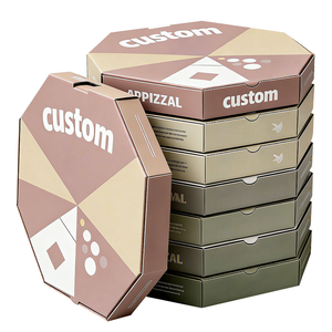 Boîtes alimentaires octogonales en papier kraft personnalisées avec impression quadricolore, emballage rigide pour pizza ou dessert - Product Image 4