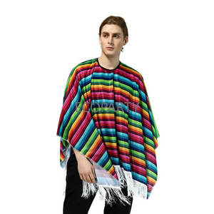 DROP SHIP <span class=keywords><strong>Pas</strong></span> <span class=keywords><strong>Cher</strong></span> Prix Adultes Enfants Fête Festive Mexique Style Cosplay <span class=keywords><strong>Cape</strong></span> Ethnique Mexicain Coloré Rayé Capes Costumes - Product Image 2