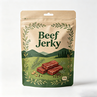 Lage minimale bestelhoeveelheid, aangepaste logo's, fabrieks prijs, hoogwaardig laminaat, hersluitbare ritssluiting voor beef jerky, vlees snacks, staande pouch