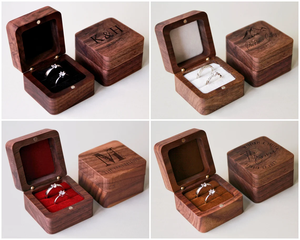 Caja de anillo de boda de madera de nogal negro de madera de <span class=keywords><strong>haya</strong></span> personalizada para propuesta de boda regalo de graduación de Navidad - Product Image 2