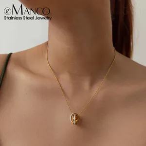 Collares de doble anillo con colgante chapado en oro de acero inoxidable eManco con diamantes de imitación para mujer, envío en 48 horas. - Product Image 1