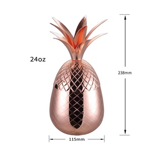 ステンレス製パイナップル型ドリンクウェア銅製マグカップタンブラーゴールドメタルカクテルグラスカップ（ストロー付き） - Product Image 5