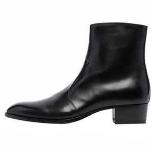 Stivali da <span class=keywords><strong>uomo</strong></span> ecologici per tutte le stagioni in vera <span class=keywords><strong>pelle</strong></span> antiscivolo nero con altezza alla caviglia per abiti da cerimonia estivi e invernali - Product Image 4