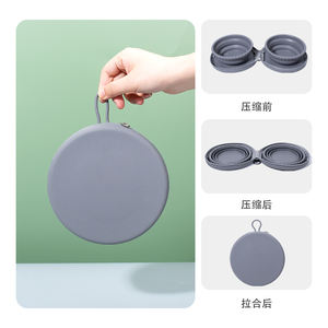 Portabile doppio personalizzato 2 in 1 silicone pet ciotola pieghevole doppio cucciolo ciotola pieghevole cibo & ciotola acqua con cerniera per i viaggi - Product Image 5