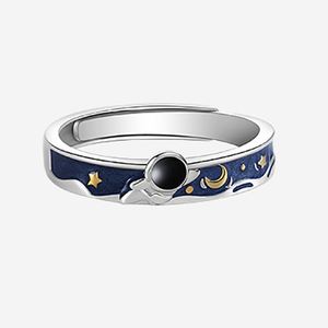 Latest Design Jewelry Astronaut <b>Couple</b> <b>Rings</b> a Pair Wedding Moonstone <b>Rings</b> Birthday Gift Astronaut Adjustable Gemstone <b>Ring</b> - Product Image 6