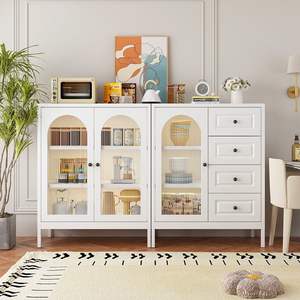 Buffet blanc élégant avec grande capacité pour salle à manger, cuisine et salon, armoire en acier de grande capacité, durable - Product Image 1