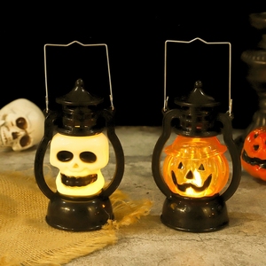 Lanterne citrouille LED d'Halloween à piles avec poignée pour décoration de fête sur porche, intérieur, extérieur, veilleuse - Product Image 1